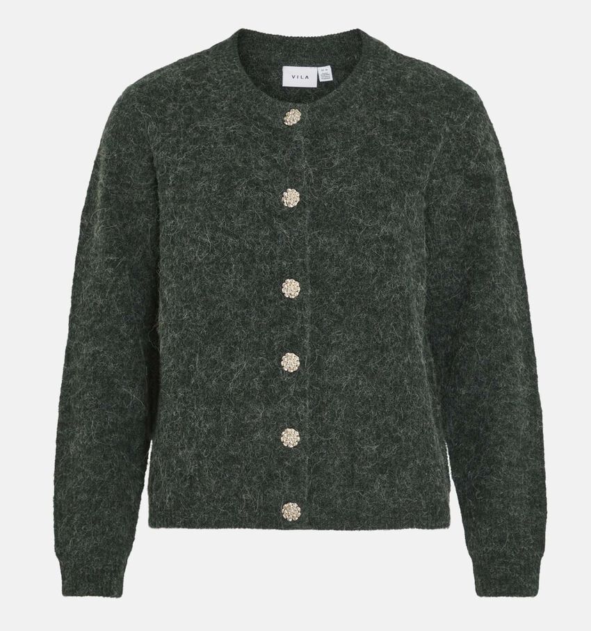 Vila Alva Groene Wollen cardigan