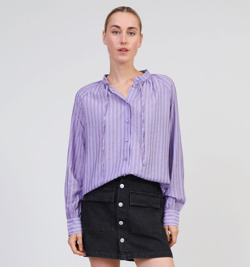 Expresso Lila Gestreepte Blouse