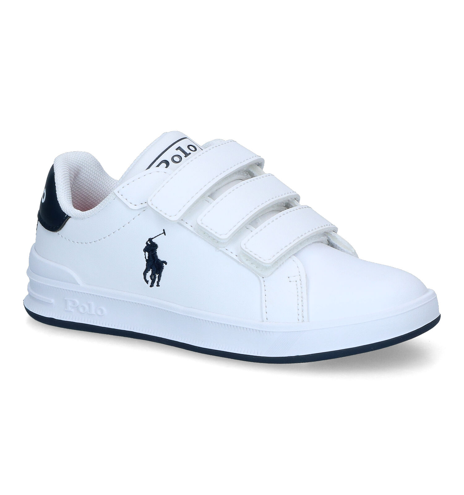 familie Minst Historicus Polo Ralph Lauren Heritage Witte Velcroschoenen | Jongens Lage schoenen