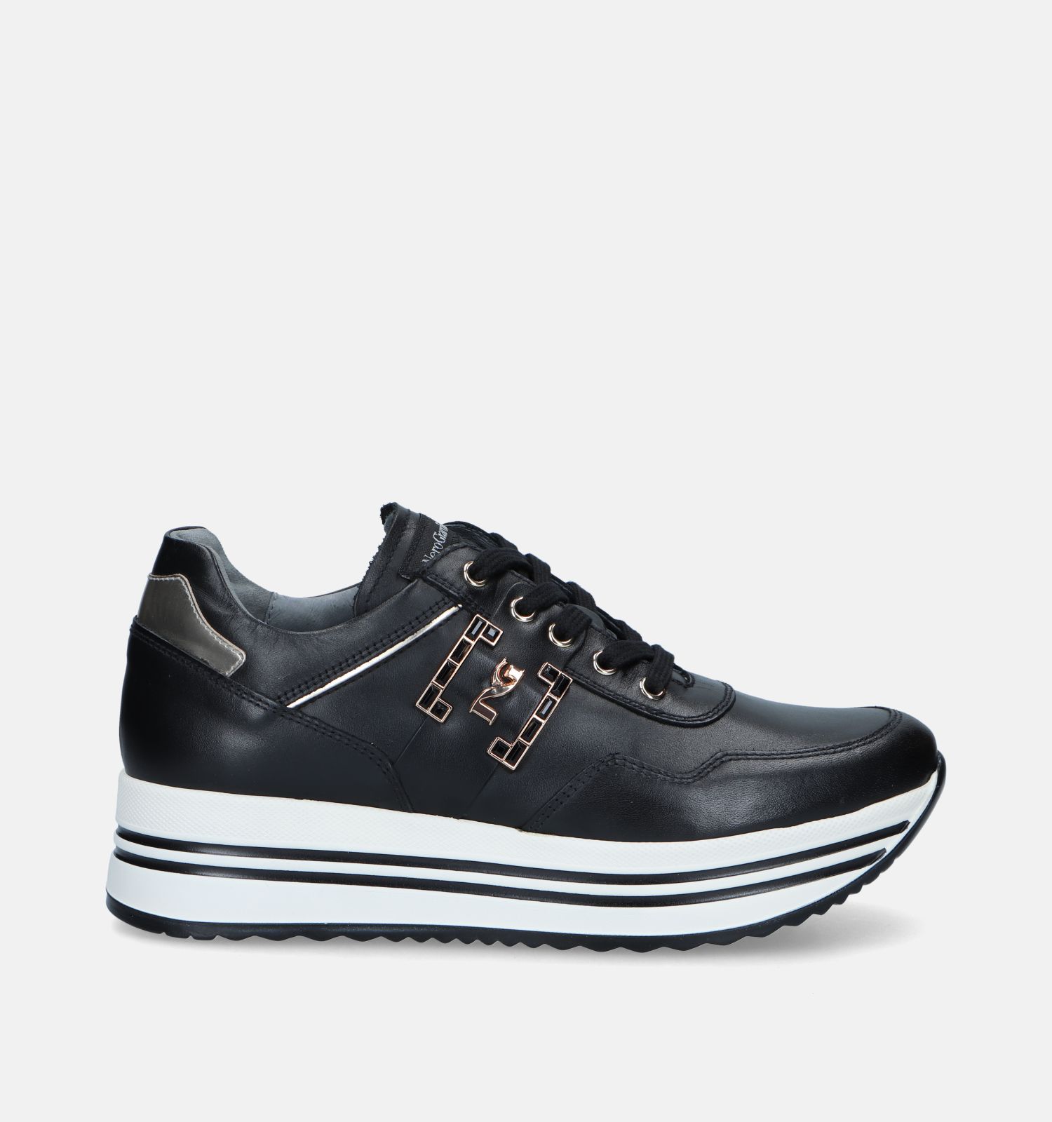 NeroGiardini Zwarte Sneakers met plateauzool Dames Sneakers Online op TORFS.BE