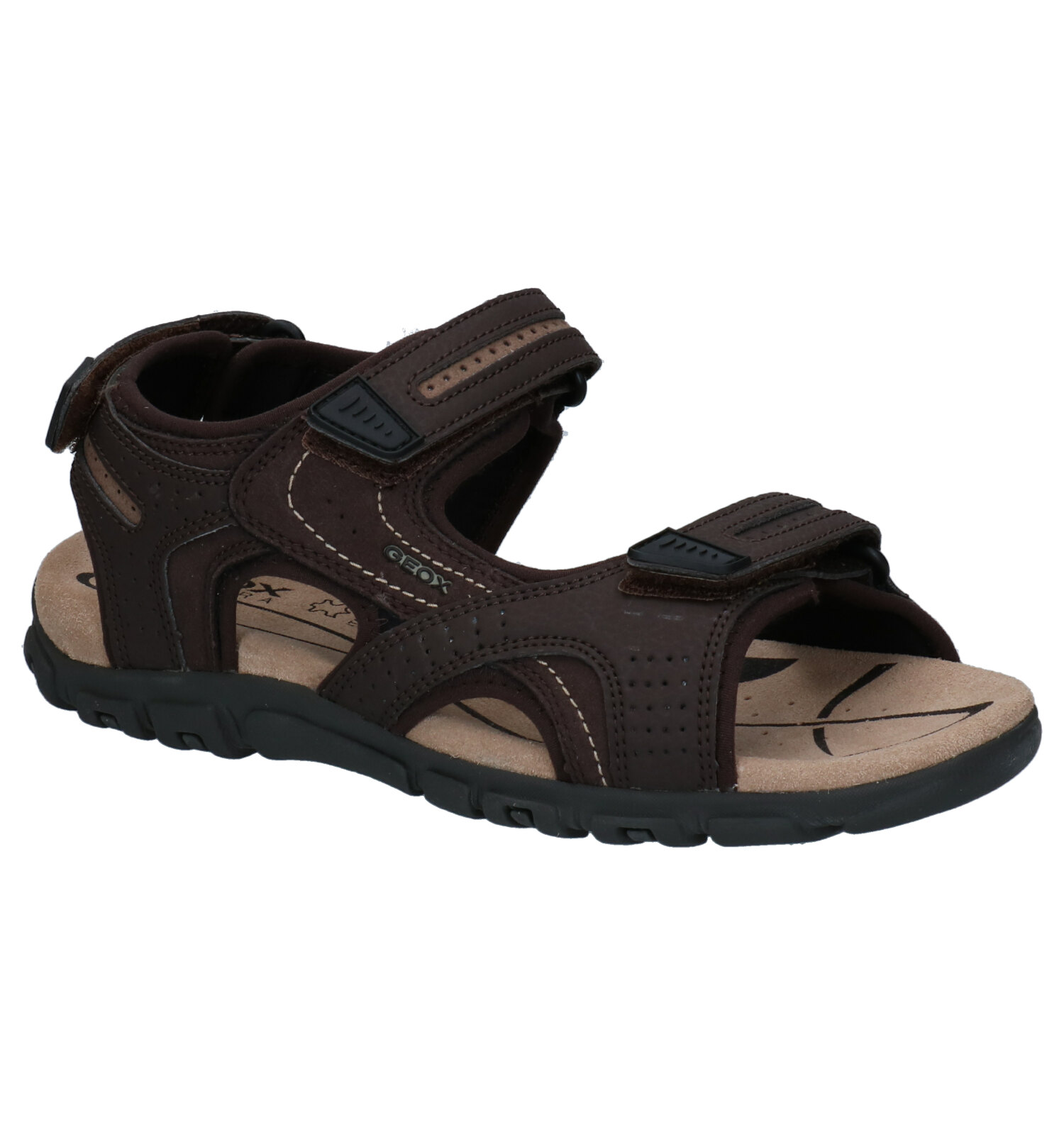 Geox Strada Bruine Sandalen Heren Sandalen Online op TORFS.BE